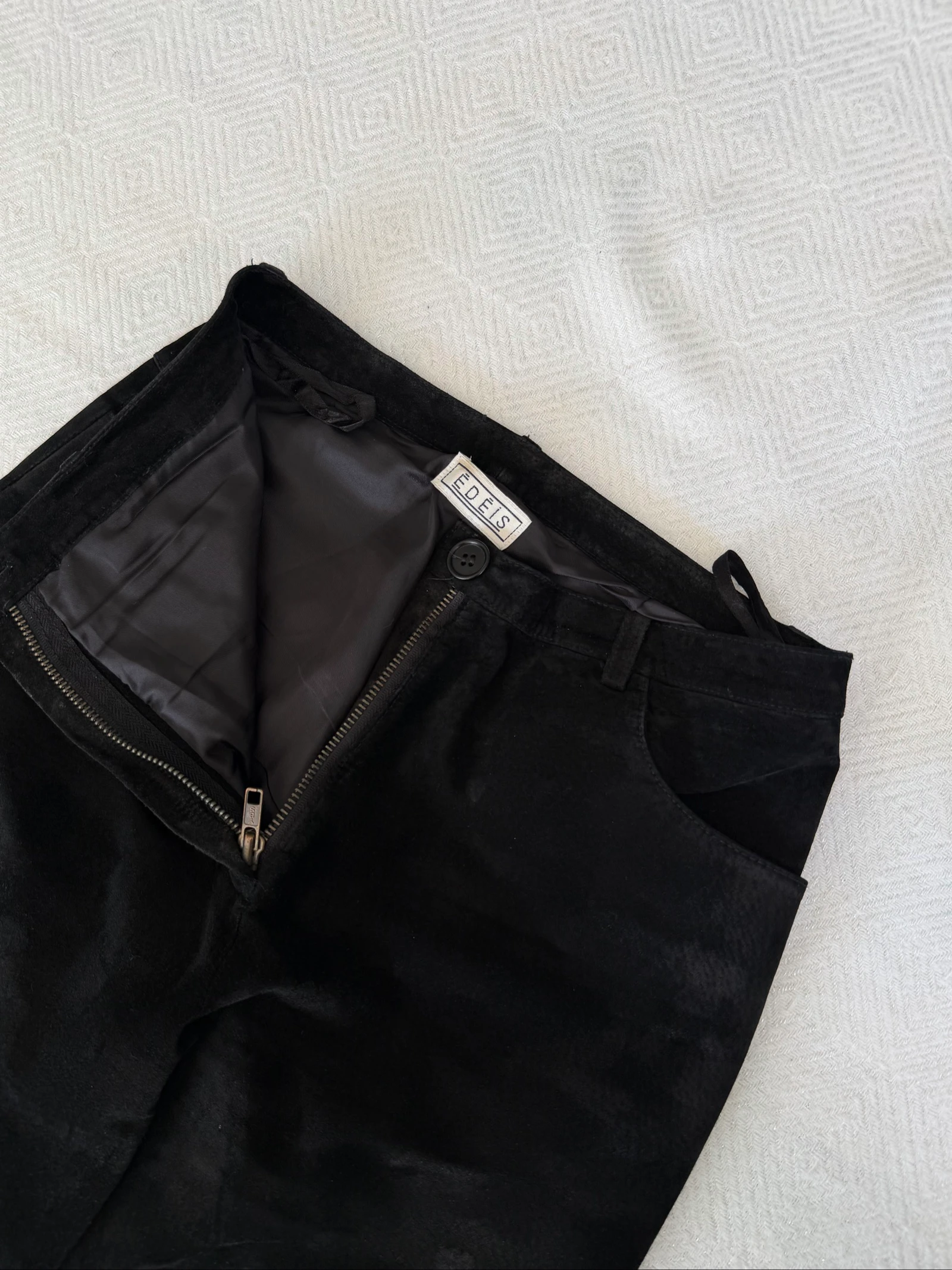 Calça couro preta de couro de porco veludo genuíno Édéis tamanho 36 – photo 5